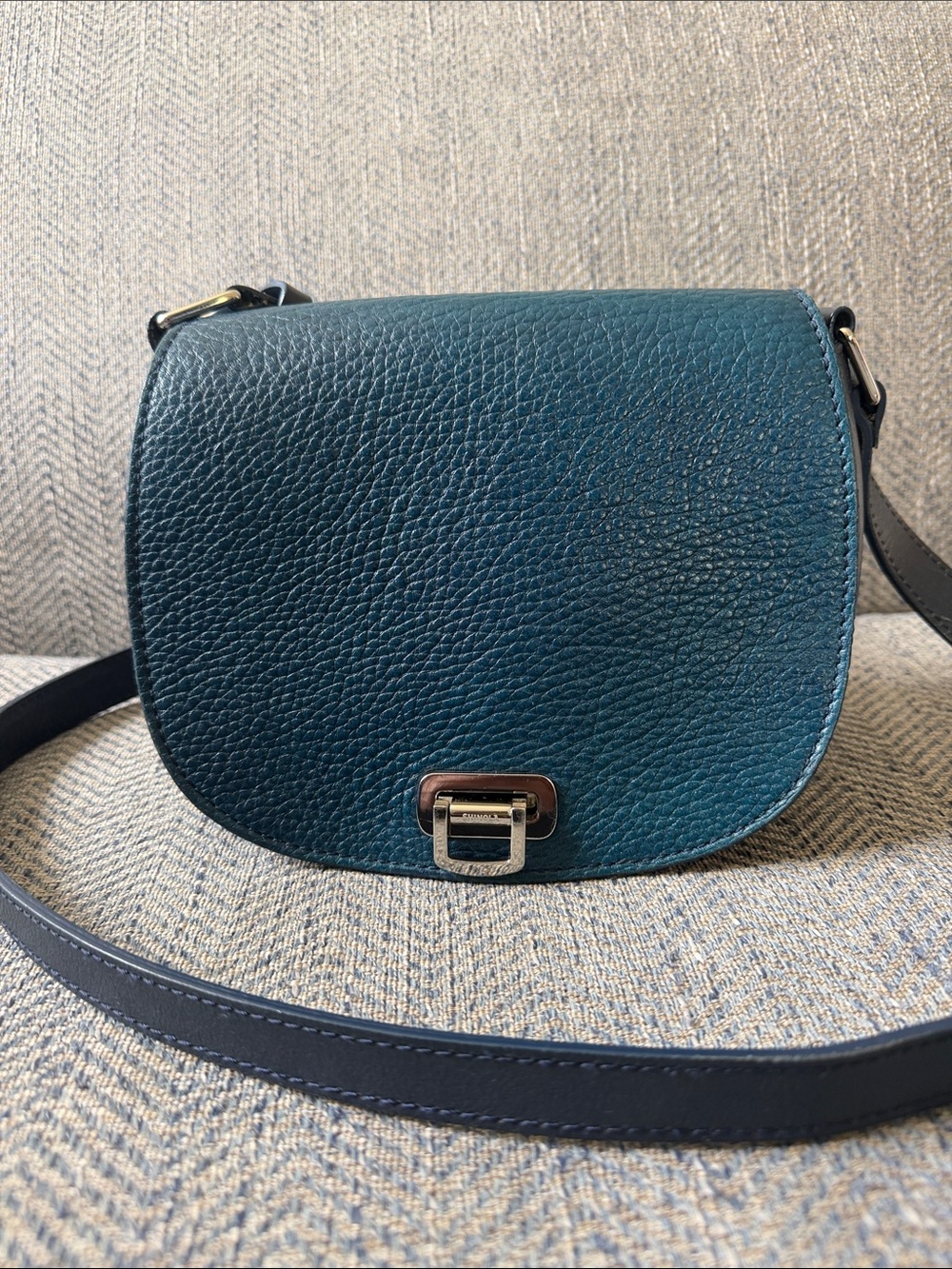 Shinola Detroit 2 Tone Blue Leather Crossbody Bag